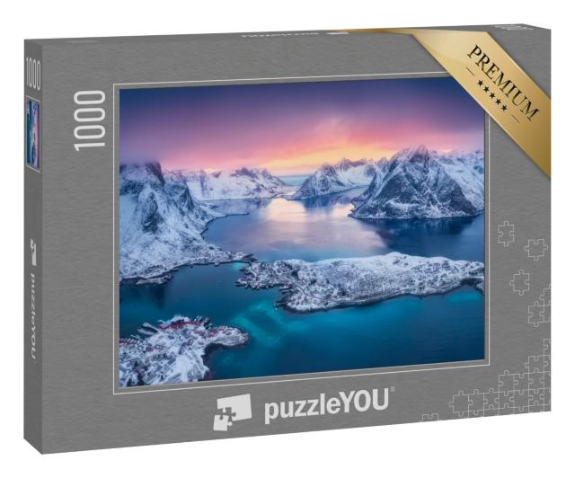 Puzzle 1000 Teile „Sonnenuntergang im Winter auf den Lofoten-Inseln, Norwegen“
