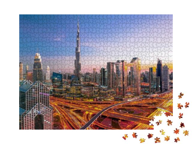 Puzzle 1000 Teile „Skyline des Stadtzentrums von Dubai“