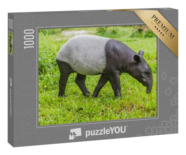 Puzzle 1000 Teile „Tapir, das sich von großen Pflanzen ernährt“