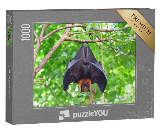 Puzzle 1000 Teile „Fledermaus kopfüber im Baum“