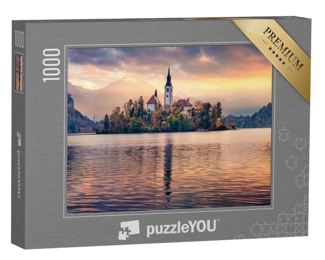 Puzzle 1000 Teile „Wallfahrtskirche am Bleder See, Slowenien, Europa“