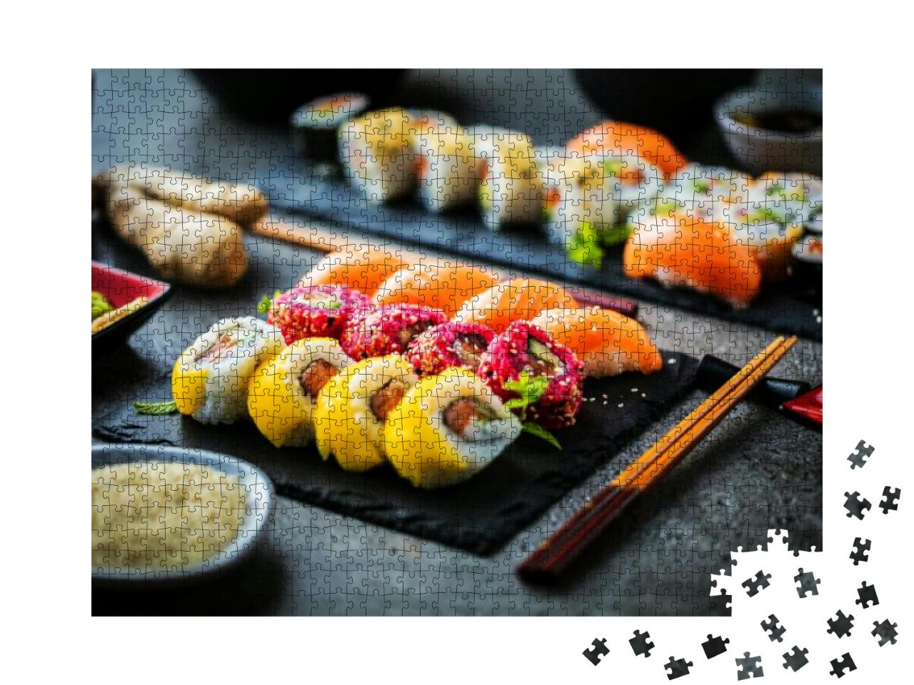 Puzzle 1000 Teile „Sushi auf Schiefertafeln“