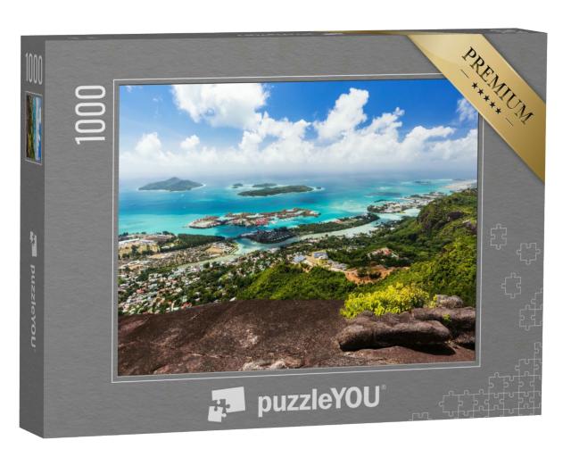 Puzzle 1000 Teile „Blick vom Mount Copolia mit Granitfelsen auf die Hauptstadt Victoria, Seychellen“