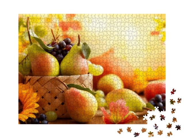 Puzzle 1000 Teile „Stillleben mit Früchten und Gemüse der Saison“