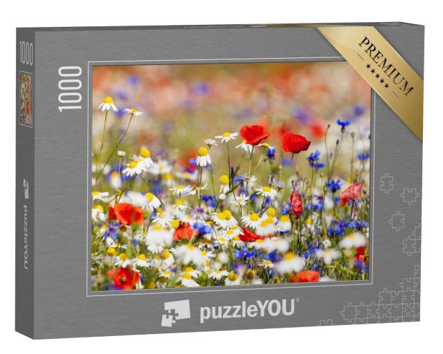 Puzzle 1000 Teile „Blühende Wildblumen auf der Wiese im Frühling“