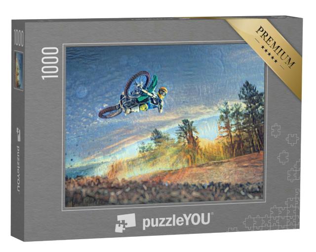 Puzzle 1000 Teile „im Stil von Paul-Cezanne - Dirt-Bike-Fahrer - Puzzle-Kollektion Künstler & Gemälde“