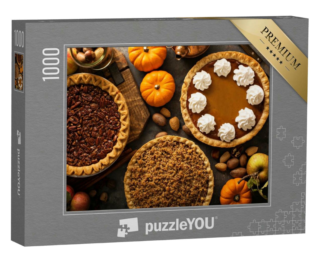 Puzzle 1000 Teile „Herbstkuchen: Kürbis, Pekannuss und Apfelstreusel“