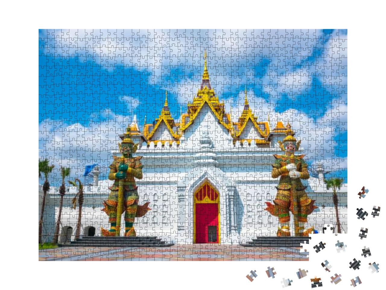Puzzle 1000 Teile „Riesenstatuen vor dem Tor in Legend Siam Pattaya, Thailand“