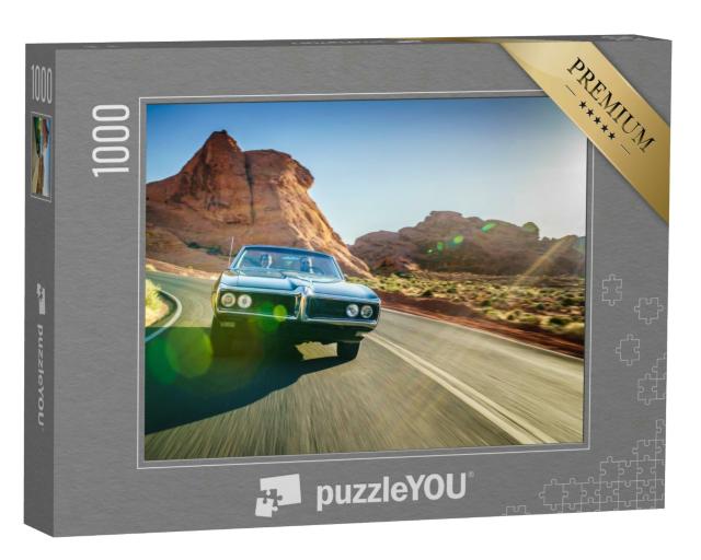 Puzzle 1000 Teile „Eine Fahrt durch die Wüste in einem Oldtimer“