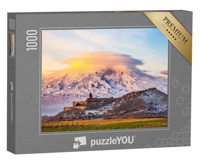 Puzzle 1000 Teile „Sonnenaufgang über dem Khor Virap-Kloster und Berg Ararat, Armenien“