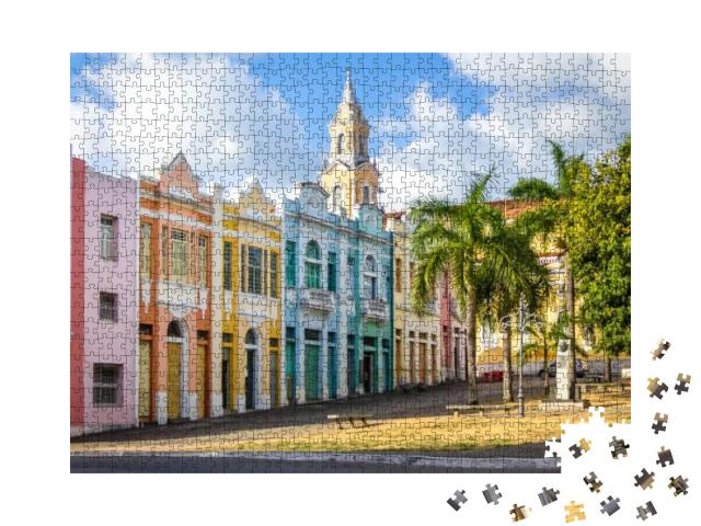 Puzzle 1000 Teile „Bunte Häuser im Zentrum von Joao Pessoa, Brasilien“