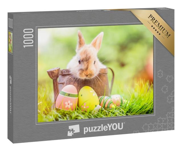 Puzzle 1000 Teile „Kleines Kaninchenbaby mit Ostereiern“