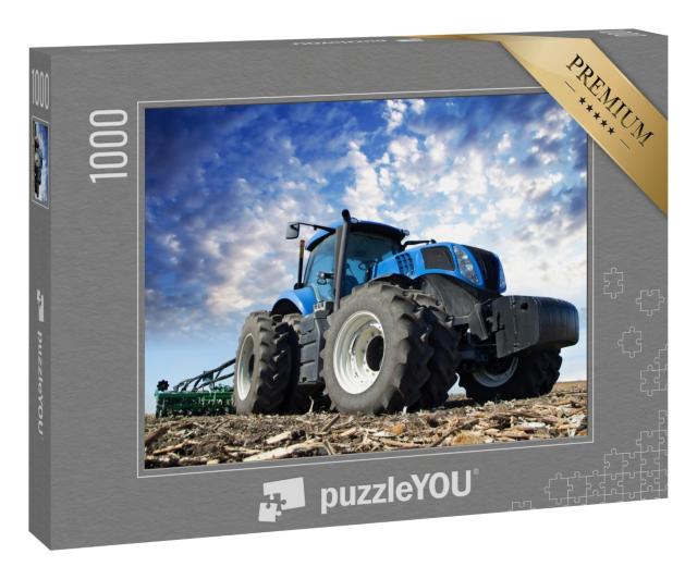 Puzzle 1000 Teile „Landwirtschaftliche Maschinen bei der Arbeit: Traktor auf dem Feld“