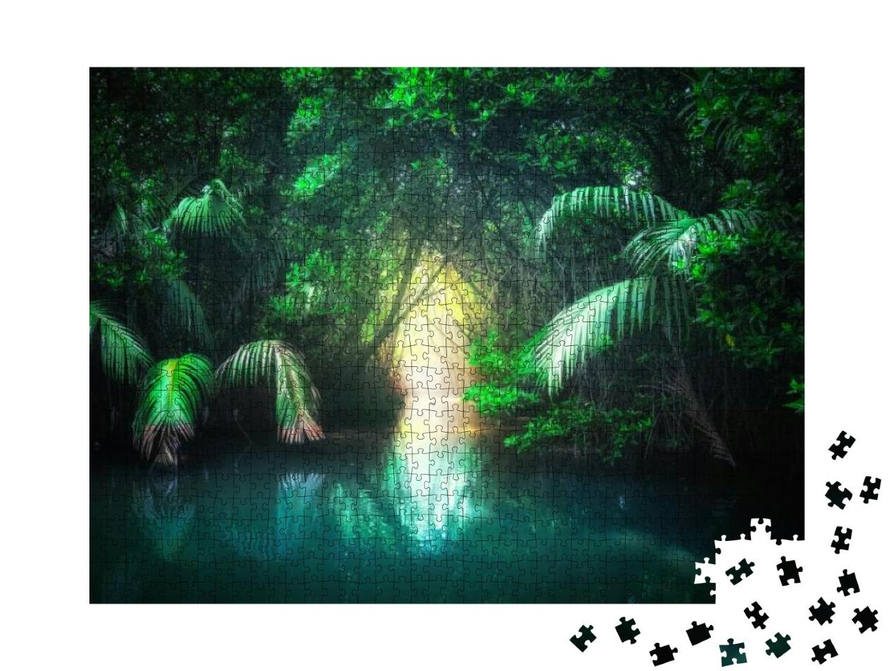 Puzzle 1000 Teile „Fantasievolle Dschungellandschaft mit See, Sri Lanka“
