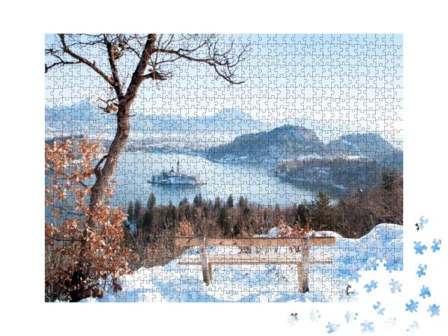 Puzzle 1000 Teile „Blick auf den Bleder See mit der Insel Bled, Slowenien“
