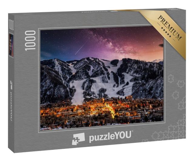 Puzzle 1000 Teile „Skyline der Stadt Aspen mit Milchstraße“