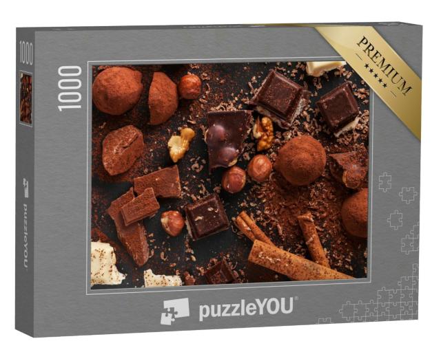 Puzzle 1000 Teile „Verschiedene süße hausgemachte Schokoladenpralinen“