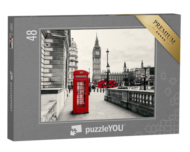 Puzzle 48 Teile „Rote Telefonzelle: Londons Wahrzeichen, England“