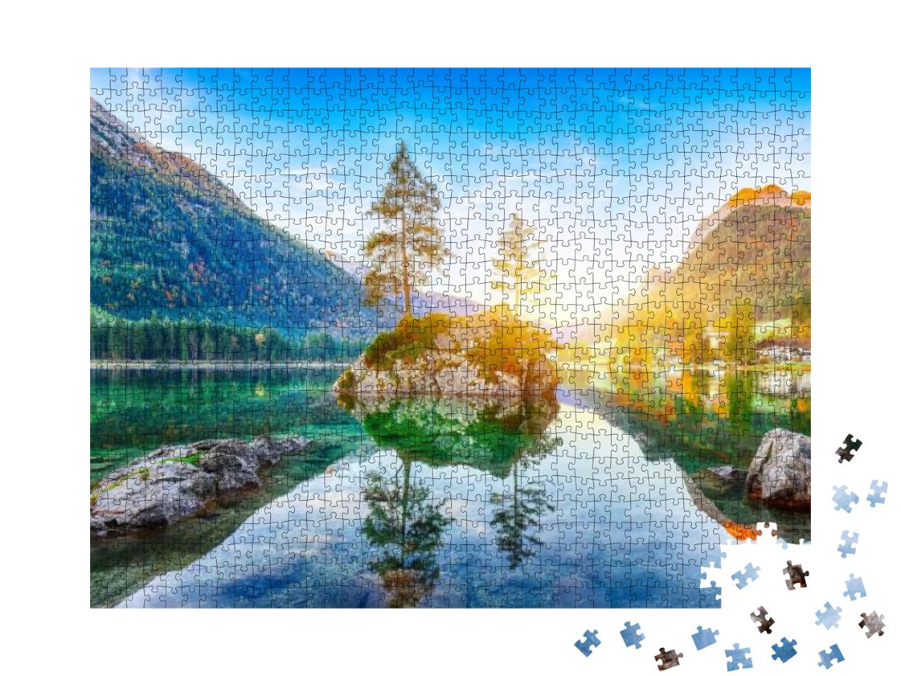Puzzle 1000 Teile „Sonnenaufgang über dem klaren Hintersee“