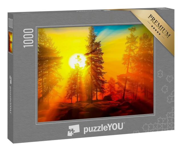 Puzzle 1000 Teile „Sonnenaufgang im Wald“