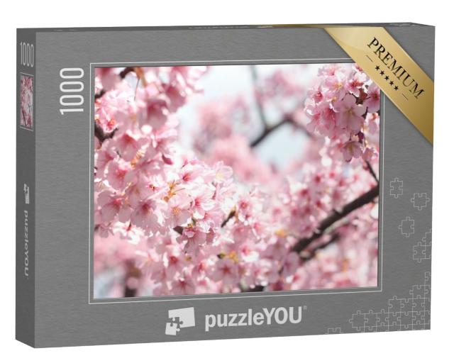 Puzzle 1000 Teile „Wunderschöne rosa Kirschblüten, Tokio, Japan“