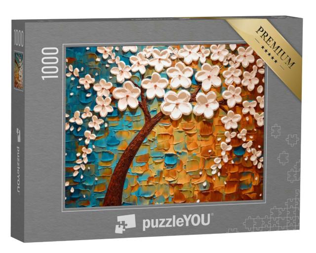 Puzzle 1000 Teile „Weiße Blüten am Baum“