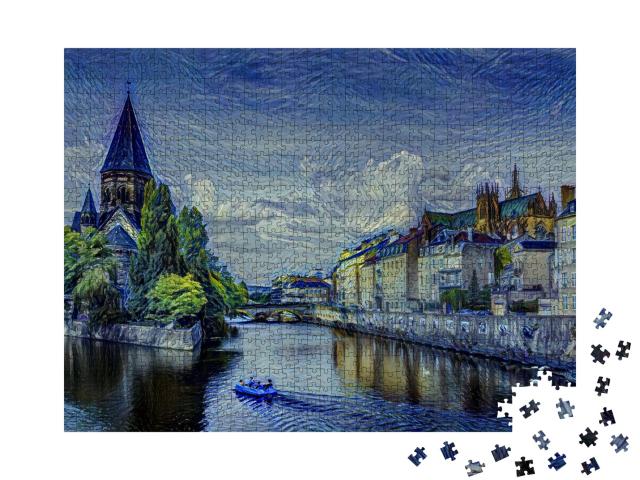 Puzzle 1000 Teile „im Kunst-Stil von van Gogh, Sternennacht - Metz, Lothringen - Puzzle-Kollektion Künstler & Gemälde“
