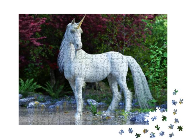 Puzzle 1000 Teile „Mythisches weißes Einhorn“