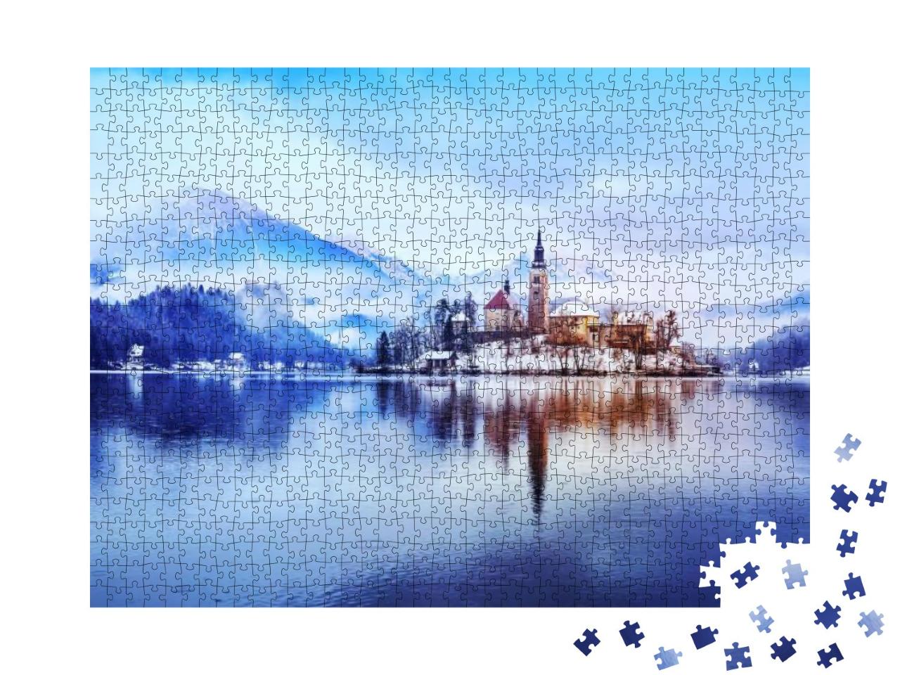Puzzle 1000 Teile „Winterlandschaft Bleder See“