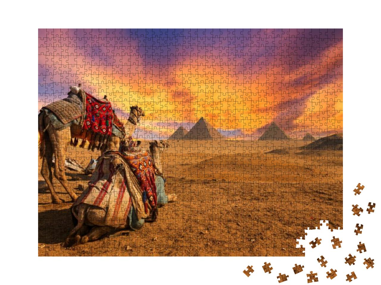 Puzzle 1000 Teile „Gesamtansicht der Pyramiden von Gizeh, Ägypten“