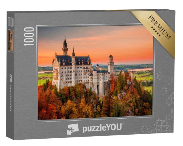 Puzzle 1000 Teile „Schloss Neuschwanstein im herbstlichen Sonnenuntergang“