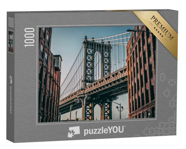 Puzzle 1000 Teile „Die Manhattan Bridge durch die Augen von Brooklyn, New York“