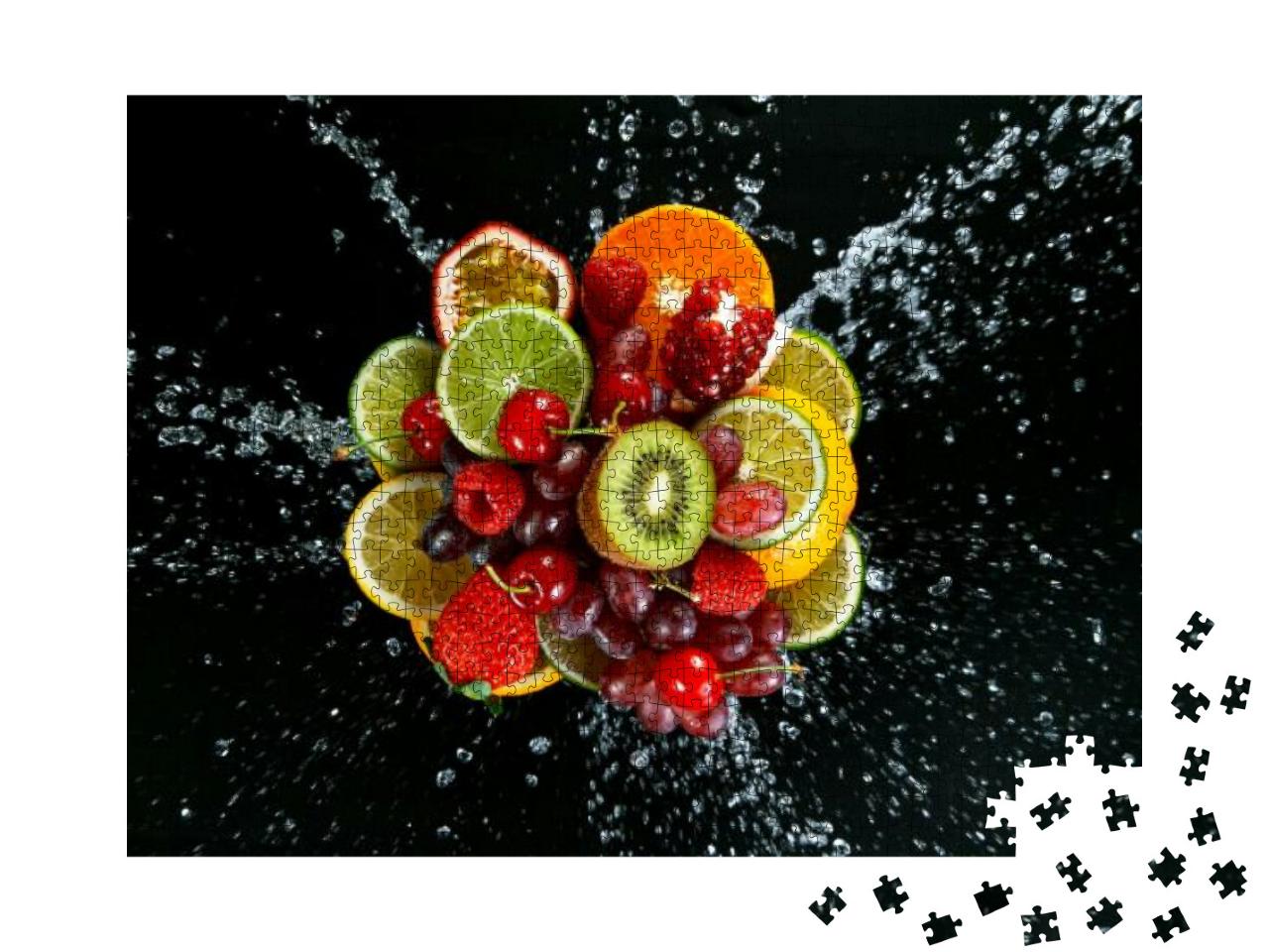 Puzzle 1000 Teile „Freeze Motion Shot von frischen Früchten“