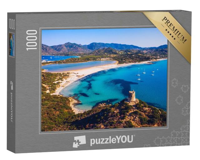 Puzzle 1000 Teile „Torre di Porto Giunco Turm und Simius Strand, Sardinien, Italien“