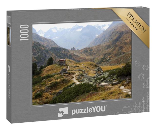 Puzzle 1000 Teile „Wanderweg in den Stubaier Alpen. Die Franz Senn Alm“