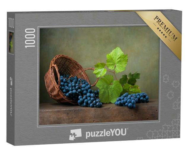 Puzzle 1000 Teile „Stillleben mit Weintrauben in einem Korb“
