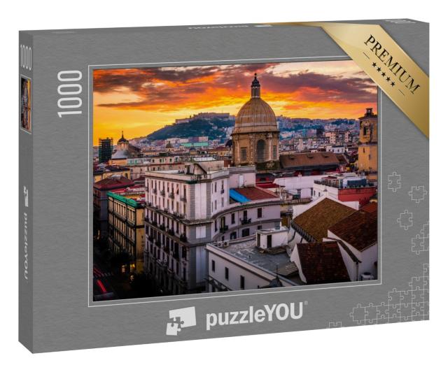 Puzzle 1000 Teile „Atemberaubende Ansicht von Neapel von oben bei Sonnenuntergang“