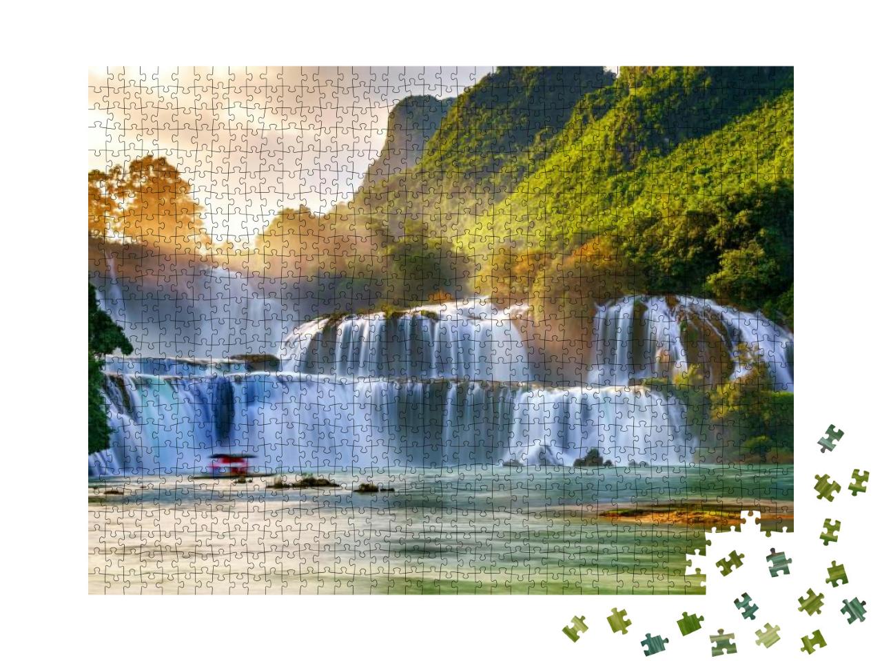 Puzzle 1000 Teile „Luftaufnahme des Wasserfalls Ban Gioc, Cao Bang, Vietnam“