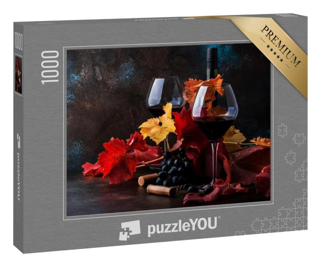 Puzzle 1000 Teile „Rotwein im großen Weinglas“