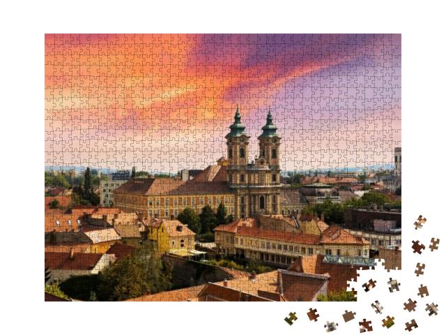 Puzzle 1000 Teile „Sonnenuntergang in Eger, Ungarn“