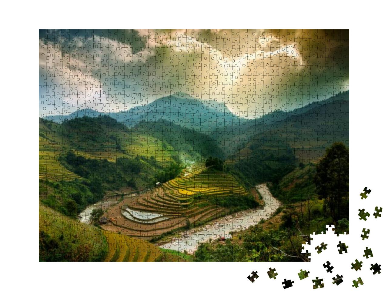 Puzzle 1000 Teile „Reisfelder auf Terrassen von Mu Cang Chai, YenBai, Vietnam“