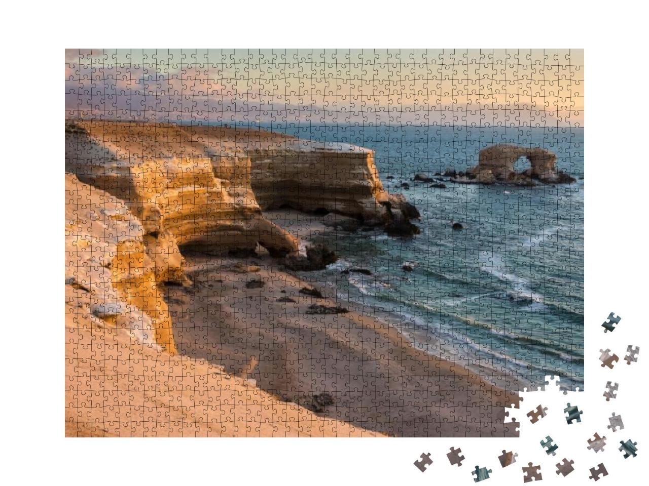 Puzzle 1000 Teile „Naturdenkmal La Portada bei Sonnenuntergang, Antofagasta, Chile“