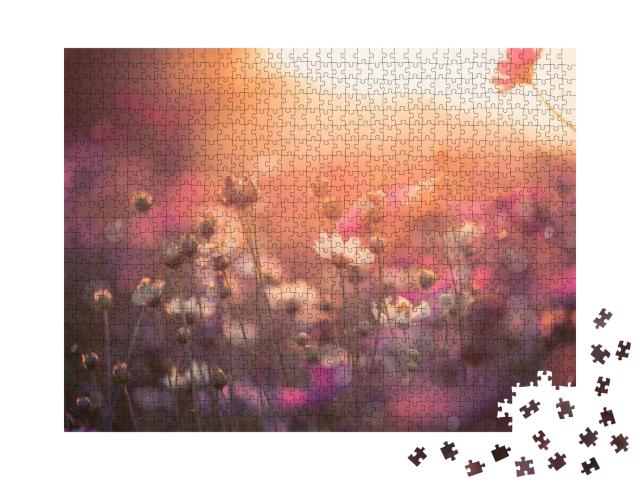 Puzzle 1000 Teile „Bunte Kosmeen im Garten“