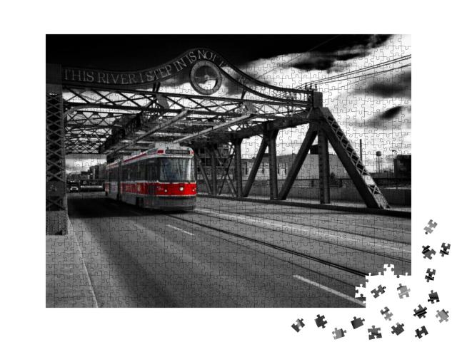Puzzle 1000 Teile „Die TTC-Straßenbahn in der Queen Street East, Toronto, Ontario, Kanada“
