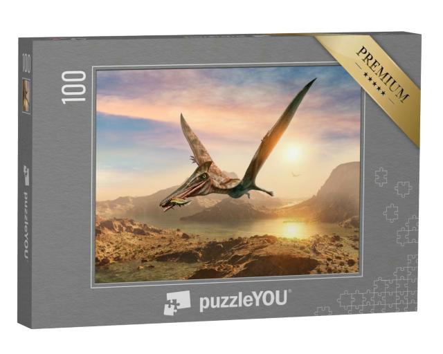 Puzzle 100 Teile „Pterosaurier-Szene, 3D-Illustration“