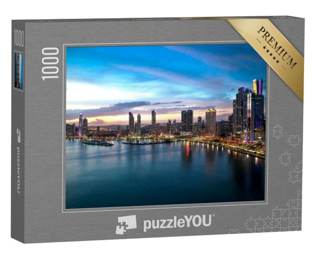 Puzzle 1000 Teile „Abendliche Skyline von Panama City, Panama“