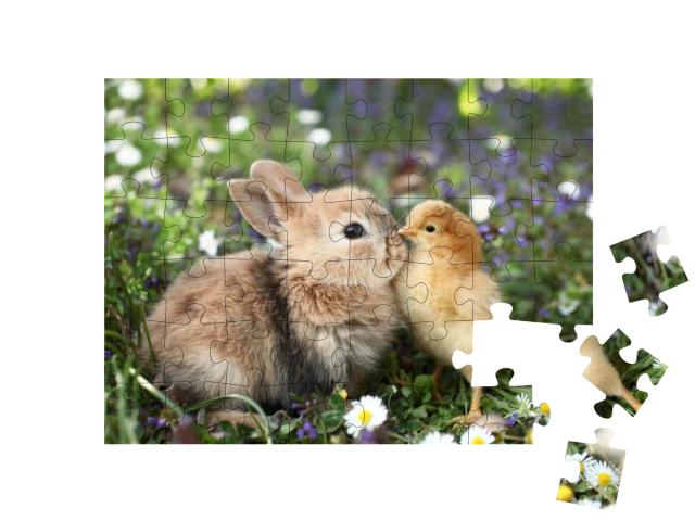 Puzzle 48 Teile „Beste Freunde: Kleines Kaninchen und Küken“