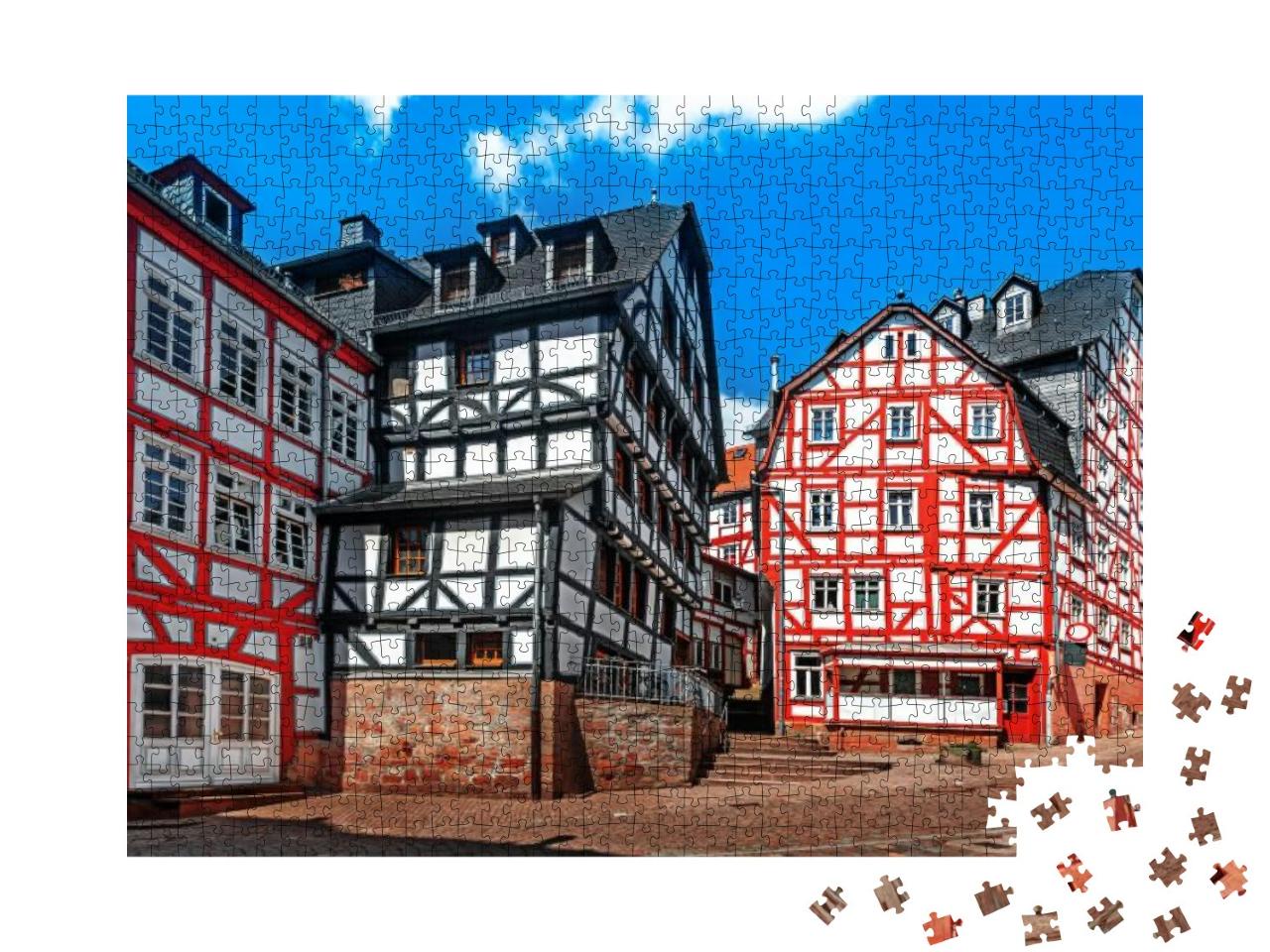 Puzzle 1000 Teile „Historische Fachwerkhäuser in der Altstadt von Marburg“