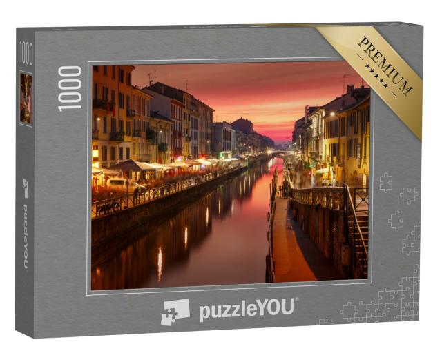 Puzzle 1000 Teile „Brücke über den Naviglio Grande-Kanal, Mailand, Lombardei, Italien“