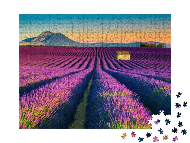 Puzzle 1000 Teile „Lavendelfelder nahe des Dorfes Valensole, Frankreich“